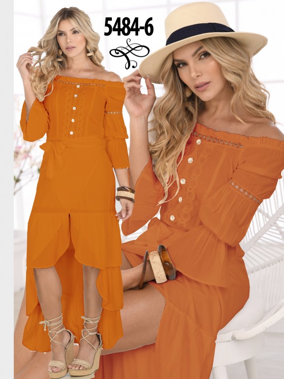 Vestido Moda  Colombiano - Ref. 252 -5484 -6 Naranja