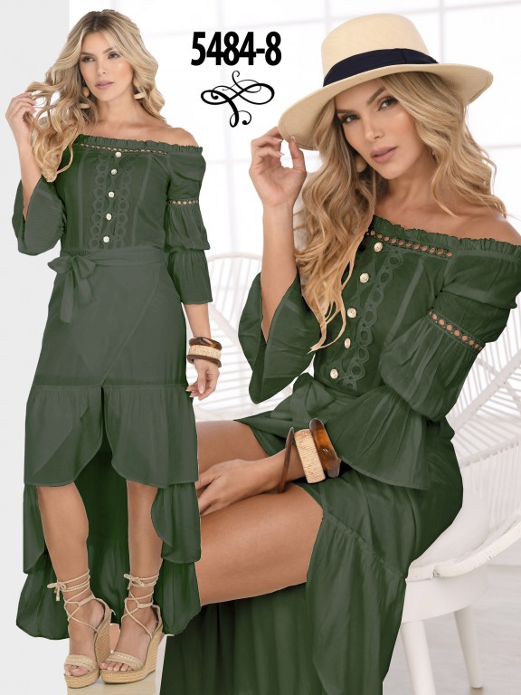 Vestido Moda  Colombiano - Ref. 252 -5484 -8 Verde