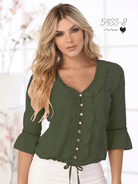 Colombian Fashion Blouse - Ref. 252 -5433 -8 Verde