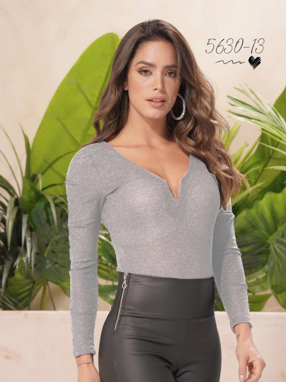 Colombian Fashion Blouse - Ref. 252 -5630 -13 Gris