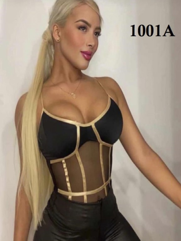 Colombian Fashion Bodysuit - Ref. 119 -1001A Negro/Dorado